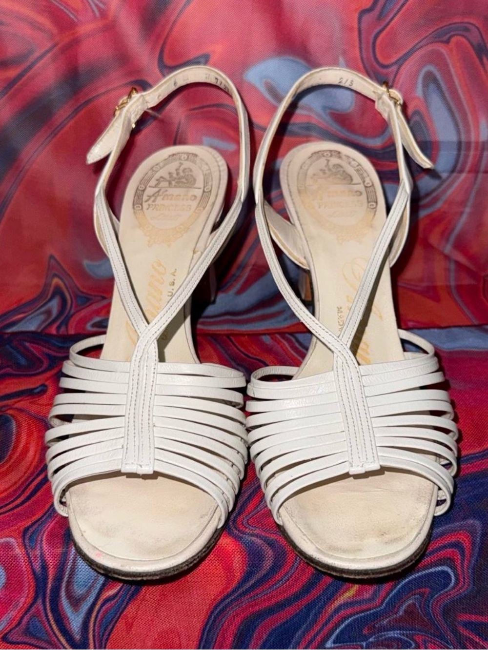 Vintage 1960s John Jerro New York White Leather Cage T-Strap Heels 🤍✨